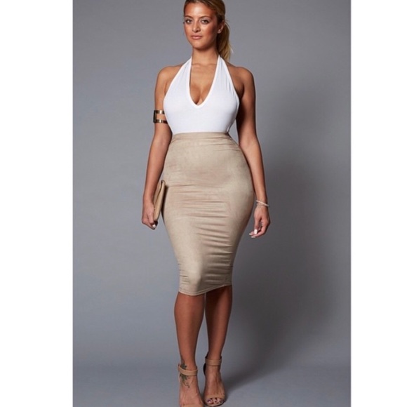 fly nation Dresses & Skirts - Fly Nation Second Skin Midi Skirt Tan Medium